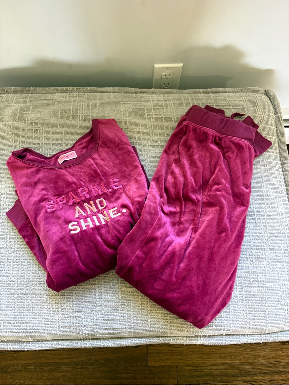 Kate Spade Velvet Pajama Set - Sparkle and Shine - Magenta